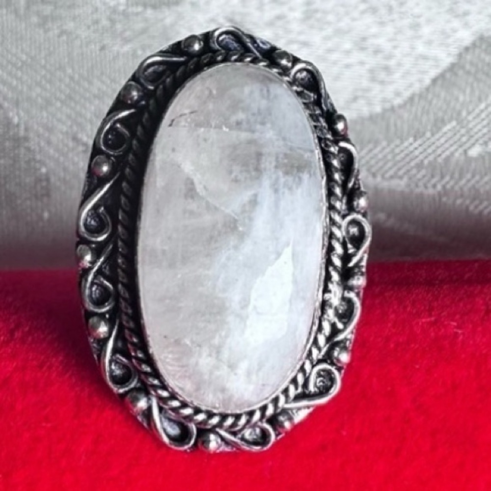 Handcrafted Artisan Jewelry Milky Quartz Stone Artisan Vintage-Inspired Ring 8.5